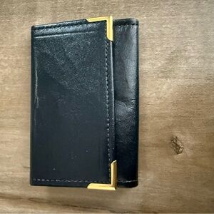 Vintage Princess Gardner Key Pouch Full Grain Cowhide Navy Blue‎ Gold Papers